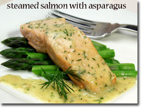 Steamed Salmon & Asparagus with Mustard Dill Sauce - Innergy Corporate Yoga Inc.